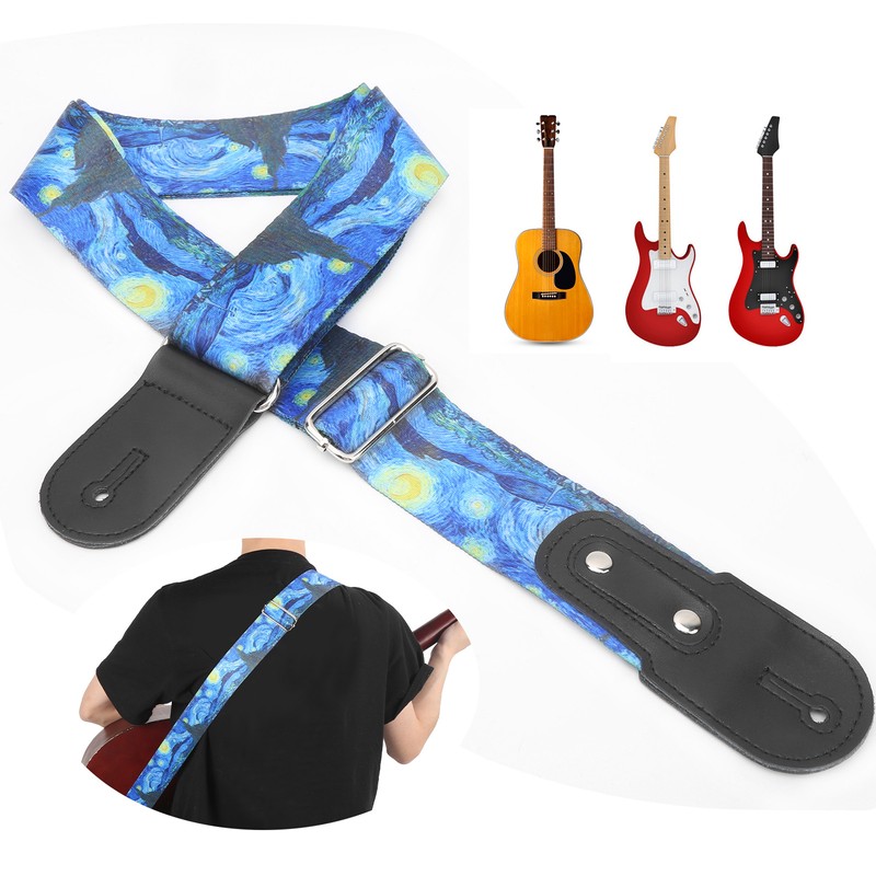 Nylon Guitar Strap Breathable Musical Instrument Accessories for Folk/Electric Guitar