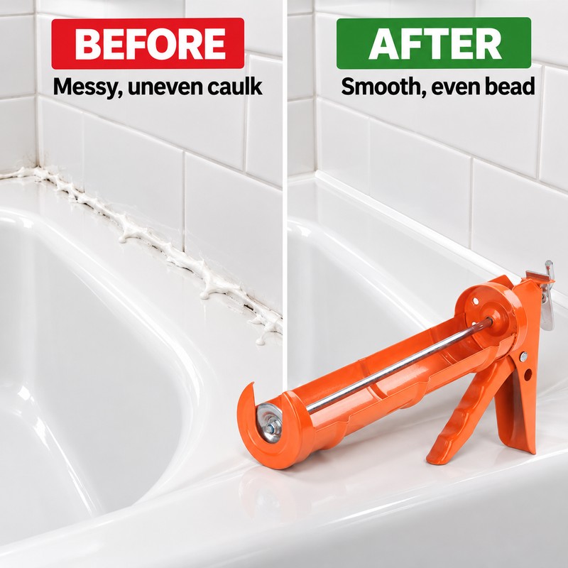 Blue Manual Caulking Gun with 10:1 Thrust Ratio, No-Drip Cartridge