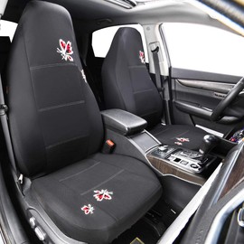 Outlet Pretty Butterfly Universal Fit High Back Full Set Car Seat Covers,Airbag Compatible,Zipper Design,Fit for suvs,sedans,Vans,Cars(Black with red)