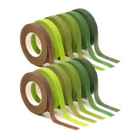 Strehknewen Florist Ribbon 12 Rolls - Florist Crepe & Floral Wire Green Set in 6 Colours 27 m 1.2 cm Each - Crepe Paper for Bouquets, Wreaths, Gift Wrapping & DIY Floristry