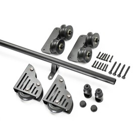 DIYHD 8FT Rolling Ladder Hardware Sliding Rail,Top Roller,Floor Wheel with Brake