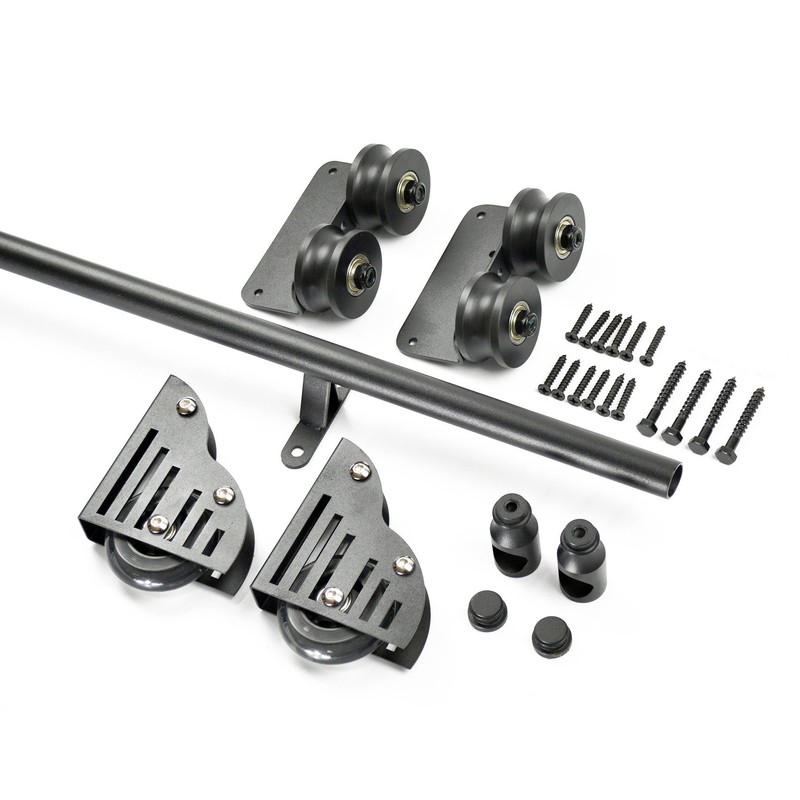 DIYHD 8FT Rolling Ladder Hardware Sliding Rail,Top Roller,Floor Wheel with