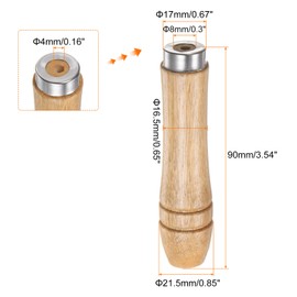 sourcing map 10pcs Wooden File Handle 3.54 Inch Round Hole Ergonomic Handles with Metal Collar for 4" - 6" Metal Files