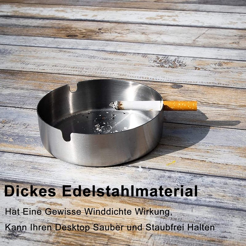 Stainless Steel Ashtray, Pack of 6 Tabletop Ashtray, 8 cm