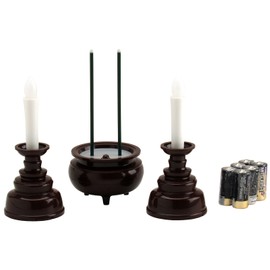 旭電機化成(Asahi Denki Kasei) 電子の火で安心・安全 スマイルキッズ 安心のろうそく・お線香セット ブラウン (ろうそく2個・お線香 1個入りセット) AGI-102DB