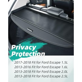 SCITOO Cargo Cover 2017-2018 Fit for Ford Escape 1.5L 2013-2016 Fit for Ford Escape 1.6L 2013-2018 Fit for Ford Escape 2.0L Upgraded Retractable Rear Trunk Cover with Aluminum PVC&Plastic