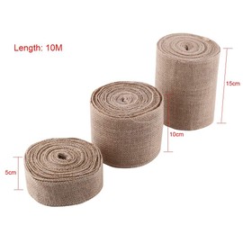 Hessian Hessian Fabric, Craft Material 10 m Woven Rustic Hessian Jute Fabric Ribbon Table Runner Wedding Decor (15 cm)