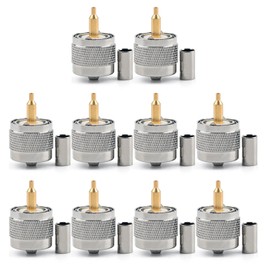 Areyourshop 10Pcs Connector UHF Male PL259 Plug Crimp RG58 RG142 LMR195 RG400 Cable Straight