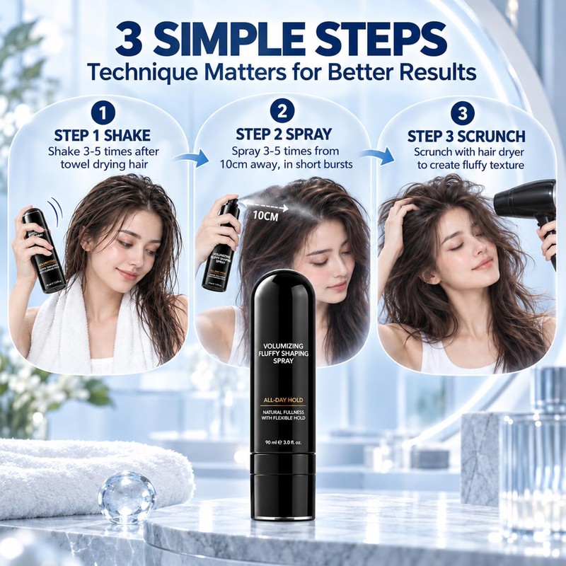 2Pcs Fluffy Hair Shaping Spray,Fluffy Volume Hair Spray,Lightweight Bouncy Texture,Volumizing