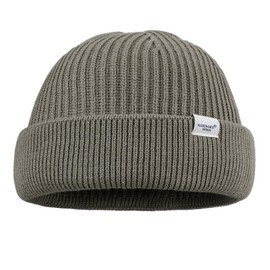 Clakllie Unisex Short Knitted Merino Beanie Hat, Winter Warm Winter Hat, Thermal Hats, Stretchy Classic Soft Wool Hat with Cuffs and Thick, Windproof, Breathable, Skull Cap, Trawler Hat, HKN01-Gray