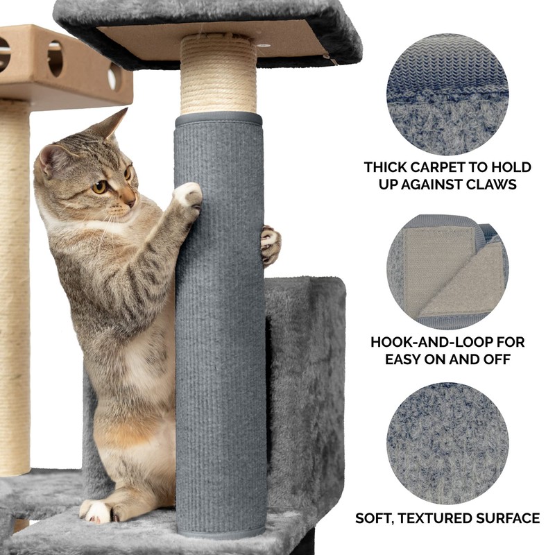 Furhaven Wrap Around Scratching Post Cover for Indoor Cats, Fits