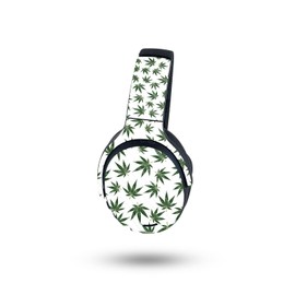 MightySkins Carbon Fiber Skin Compatible with Skullcandy Crusher ANC 2 - Pot Leaves Green | Protective, Durable Textured Carbon Fiber Finish | Easy to Apply