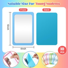 Dandat 10 Pcs Small Mirrors for Kids Toddler Mirror Child Safe Shatter Proof 6 x 4 Inch Unbreakable Classroom Mirror for Craft Bulk Round Corners Square in Preschool Bathroom(Macaron Color)