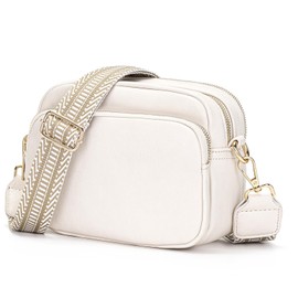 Paigtes Handtasche Damen Crossbody Bag Damen umhängetasche Damen mittelgroß Handytasche zum Umhängen mit Breitem Schultergurt u 4 fächern Weiß