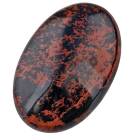 mookaitedecor 6cm Large Natural Mahogany Obsidian Palm Worry Stone for Anxiety Stress Relief, Healing Crystal Tumbled Oval Pocket Stone Gift for Reiki Chakra Energy Healing Meditation Desk Decor