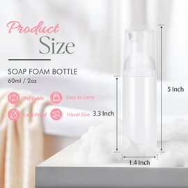 Foam Pump Bottle 3Pcs Travel Lash Shampoo Bottle, Empty Portable Refillable Mousse Foam Soap Dispenser for Hand Soap, Lash Cleanser, Shampoo, Face Wash, Cosmetics (White, 2oz/60ml)