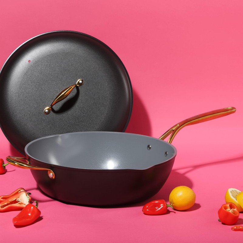 Frok 13" Frying Pan Wok Skillet 4MM Thick Quick Heat