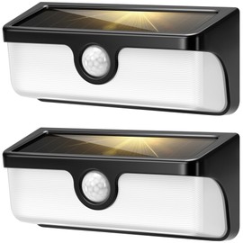 VIVOHOME Linkable Solar Lights Outdoor, 2500LM Motion Sensor Wall Lights with Diffuser for Extra Wide Lighting, IP65 Waterproof, Solar Powered for Fence Garden, Patio, Porch, Yard, 2 Pack