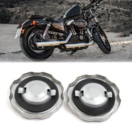 sourcing map 2 Pcs Univerasal 7cm Dia Metal Motorcycle Fuel Tank Gas Cap Cover Silver Tone
