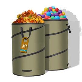 koity 30 Gallon Collapsible Pop-Up Trash Can Waste Yard Bag for Gardening Lawn Leaf Garden Bag Pop Up Camping Trash can Recycle Bin,Laundry Hamper,Yard Waste Bag,Lawn Debris Bag (30 Gallon 2-pack)…