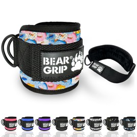 BEAR GRIP - Ankle Straps for Cables with New Fleece Design - Strong Closure, Double Stainless Steel D-Ring, Adjustable Neoprene - For Men & Women (Donut - Single)