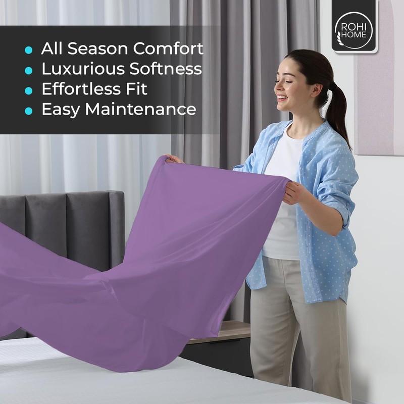 Rohi® Super King Fitted Sheet with Two Pillowcases – 25cm