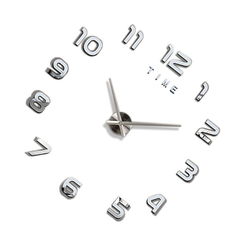 3D Number Large Wall Clock Silent Simple Fashionable Decorative Numeral