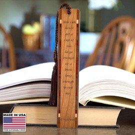 C.S. Lewis Long Book Large Cup of Tea Quote Engraved Wooden Bookmark - Also Available with Personalization - Made in USA