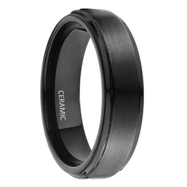 SOMEN TUNGSTEN 6mm Black Ceramic Rings for Men Women Brushed Comfort Fit Wedding Band Size 8.5