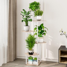 AZERPIAN Plant Stand 6 Tier Indoor Metal Flower Shelf for Multiple Plants Corner Tall Flower Holders for Patio Garden Living Room Balcony Bedroom, White