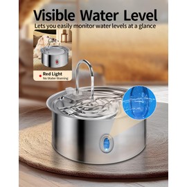 Dog Water Fountain for Large Dogs,7L/236oz/1.8G Stainless Steel Pet Water Dispenser with 6 Filters and Ultra Quiet Pump for Dogs Cats Multi-Pet Home,Automatic Filtered Pet Water Fountain