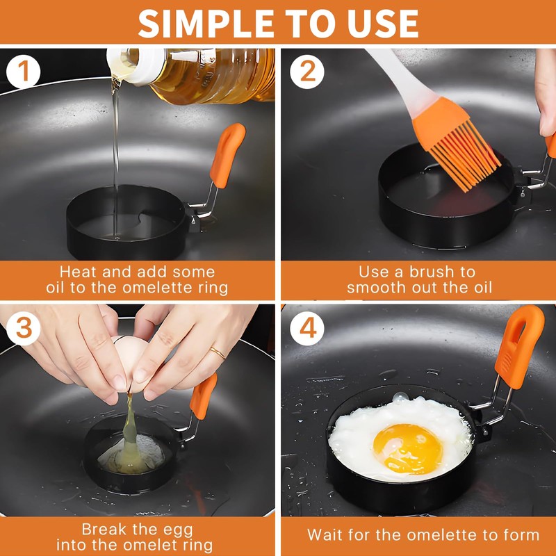 Egg Rings for Frying - 2 Pack Non Stick Egg