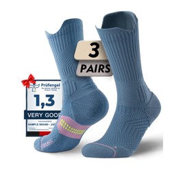 Juclise Bamboo Viscose Compression Running Crew Socks Women, Moisture Wicking Anti-Blister Hiking Coolmax Athletic Socks (US, Alpha (Alpha), M, Regular, Royal Blue)