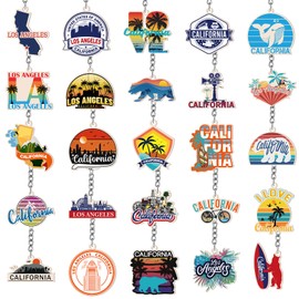 Sureio 25 Pcs California Keychain Bulk California Souvenirs And Gifts Silver Metal Usa Keychain American Souvenirs Gifts Collection Bulk