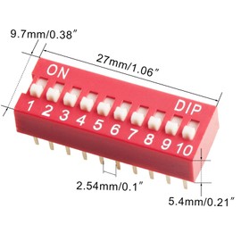 20pcs Slide Type Dip Switch Double, 10 Position Double Row Slide Type Switch for 2.54mm PCB On-Off Toggle Switch, Circuit, Breadboard