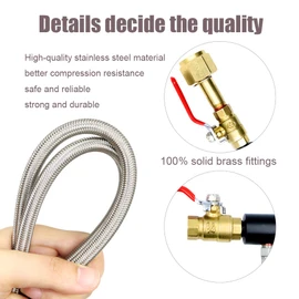 CGA320 G1/2 CO2 - Manguera adaptador de repuesto de cilindro, kit de conector de estación de recambio de CO2 para rellenar refrescos (CGA320 a TR21-4, válvula doble con calibre) (24 pulgadas)