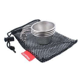 FUNOMOCYA 1 Set Mini Stainless Steel Wine Tumblers with Handle Portable Water Cup for Outdoor Activities Includes Mesh Bag for Parties and Travel Assorted Color