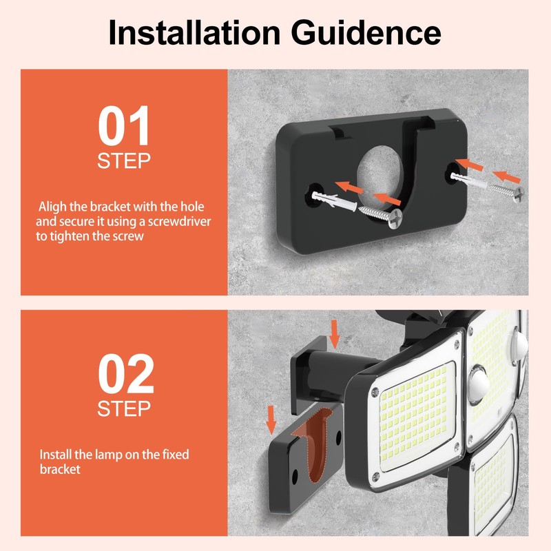 JumJam Solar Lights Outdoor, 4 Heads Motion Sensor Light with