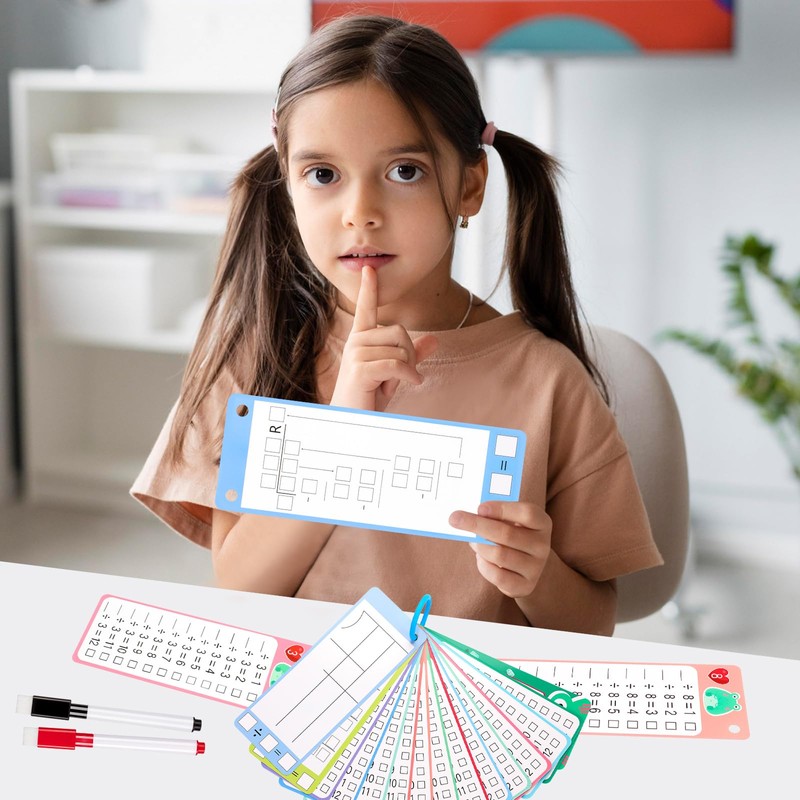 15Pcs Division Flash Cards, Division Chart 1-12 with 2 Dry