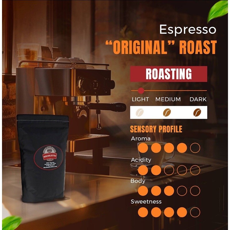 Nicoletti Coffee Espresso Roast 12oz Whole Beans (Made in Brooklyn