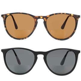 Yogo Vision Gafas de sol bifocales para hombres y mujeres, 2 unidades, protección UV400, unisex, para lectores de sol, La Habana Negra/Marrón, 57-20-140
