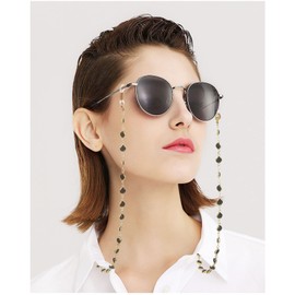 TEAMER Fashion Colorful Eyeglass Chain Sunglass Strap Eyeglass Holder Crystal Statement Beaded Reading Glass Strap for Women, Black-gold, 30.71*0.26 inch
