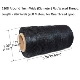 Komfami Wax Thread Sewing Thread 260 Metres 1 mm Polyester Wax Thread Sewing Leather Thread Waxed (Black)