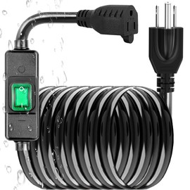 15-Feet Nema 5-15 Extension Cord with Waterproof On-Off Switch, in-Line On/Off Switch Extension Cord, SJTW 14AWG Outdoor On/Off Switch Cord Heavy Duty Inline Switch