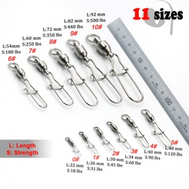 FishTrip Snap Swivels 30Pack Ball Bearing Fishing Swivels Saltwater 0#-10# Duo Lock Barrel swivels Fishing Clips Swivels Fishing Tackle