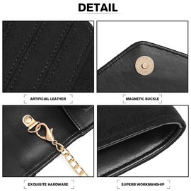 Miss Lulu Women's Clutch Elegant Envelope Clutch Evening Bag Bridal Bag Envelope Clutch Bag Handbag with Chain for Wedding Party Prom, black