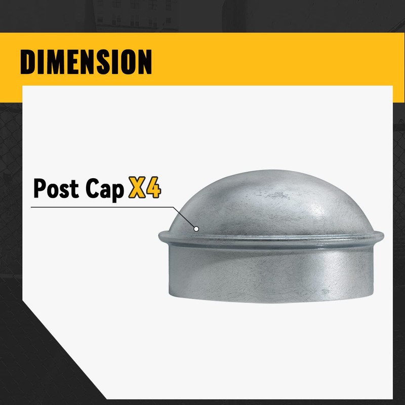 VIVIDA 4" Chain Link Post Caps, Galvanized Fence Post Caps,
