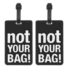 PATIKIL Luggage Tags (Not Your Bag), 2Pcs PVC Funny Travel Baggage Bag Tags Suitcase Identifier Labels for Women Men, Black