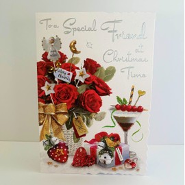 Jonny Javelin Female Friend Christmas Time Card Rose Basket