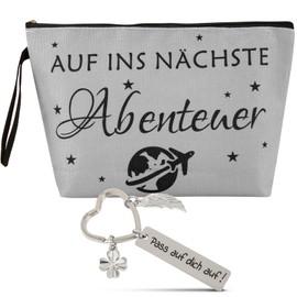 Travel Toiletry Bag Small Gifts - Leaving Gift Colleague with Guardian Angel Keyring & Cosmetic Bag, Gifts for Travelers, Travel Gift for Colleagues, Friends, black